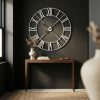 Distressed Off White Extra Large 110 cm Wall Clock With Black Hands Black Hands UK