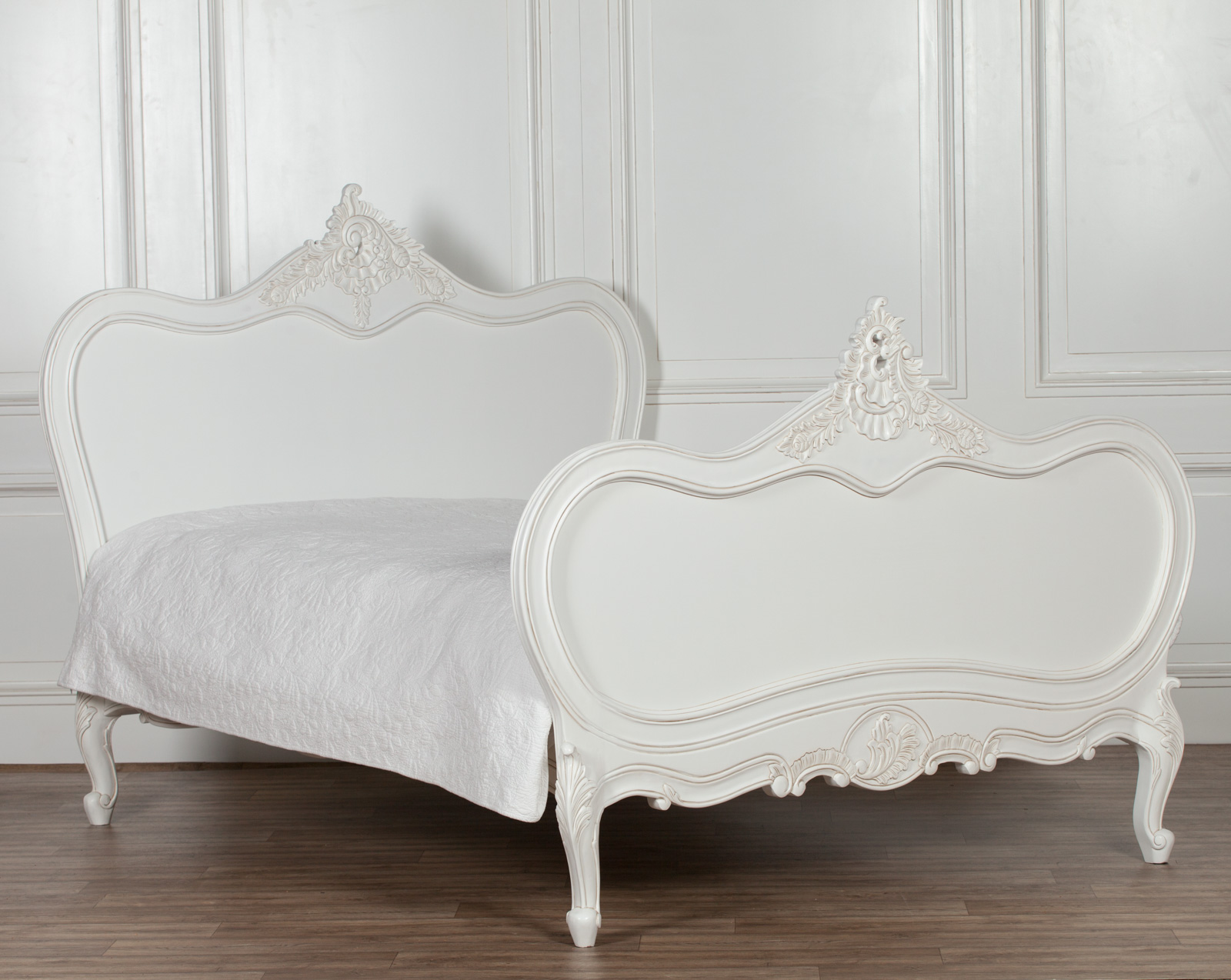 5ft French Chateau King Size Mahogany White Painted Bed Furniture La
