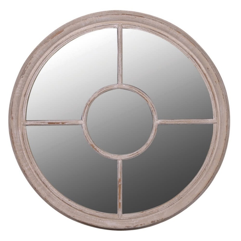 Round Distressed Taupe Mirror Taupe Mirror UK