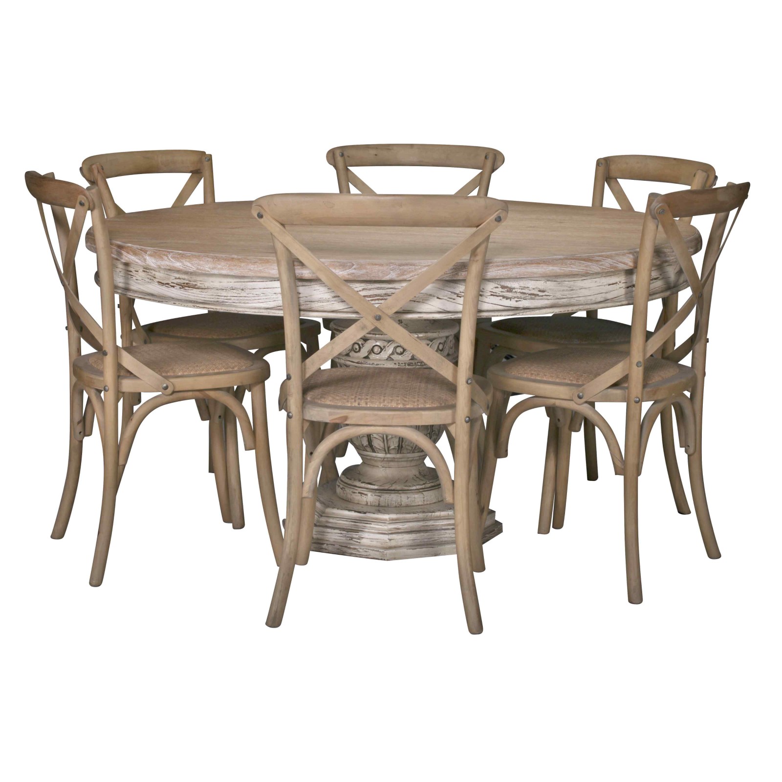 Ardennes Distressed 145cm Round Dining Table Furniture