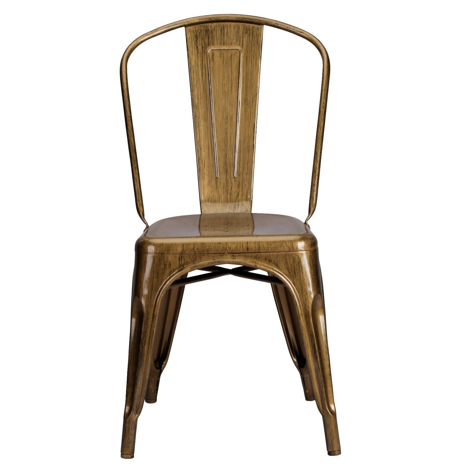 Vintage Tolix Inspired Metal Brass Gold Finish Dining Chair Furniture