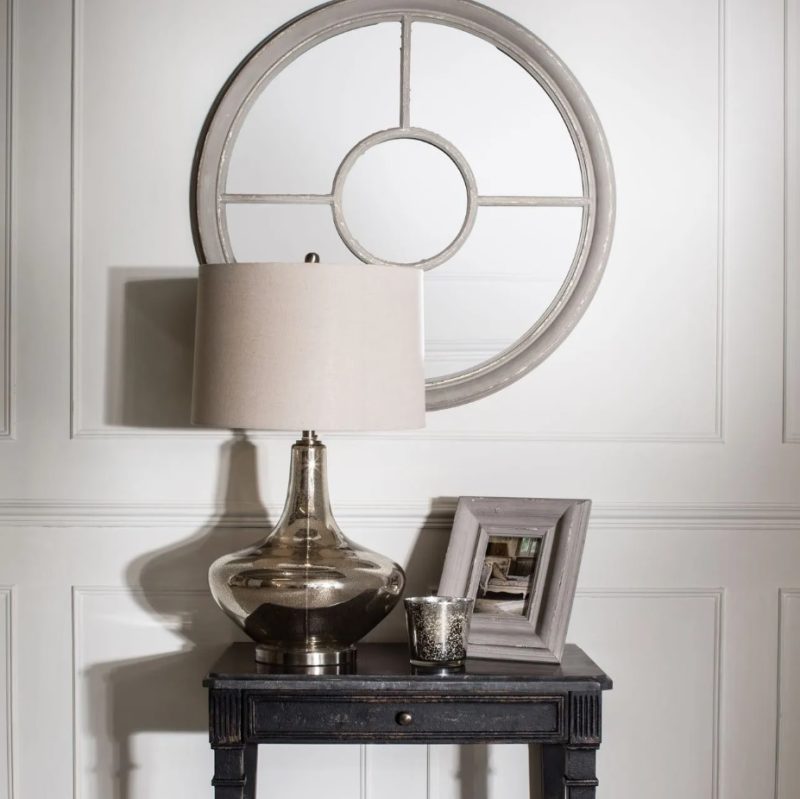 Round Distressed Taupe Mirror Taupe Mirror UK
