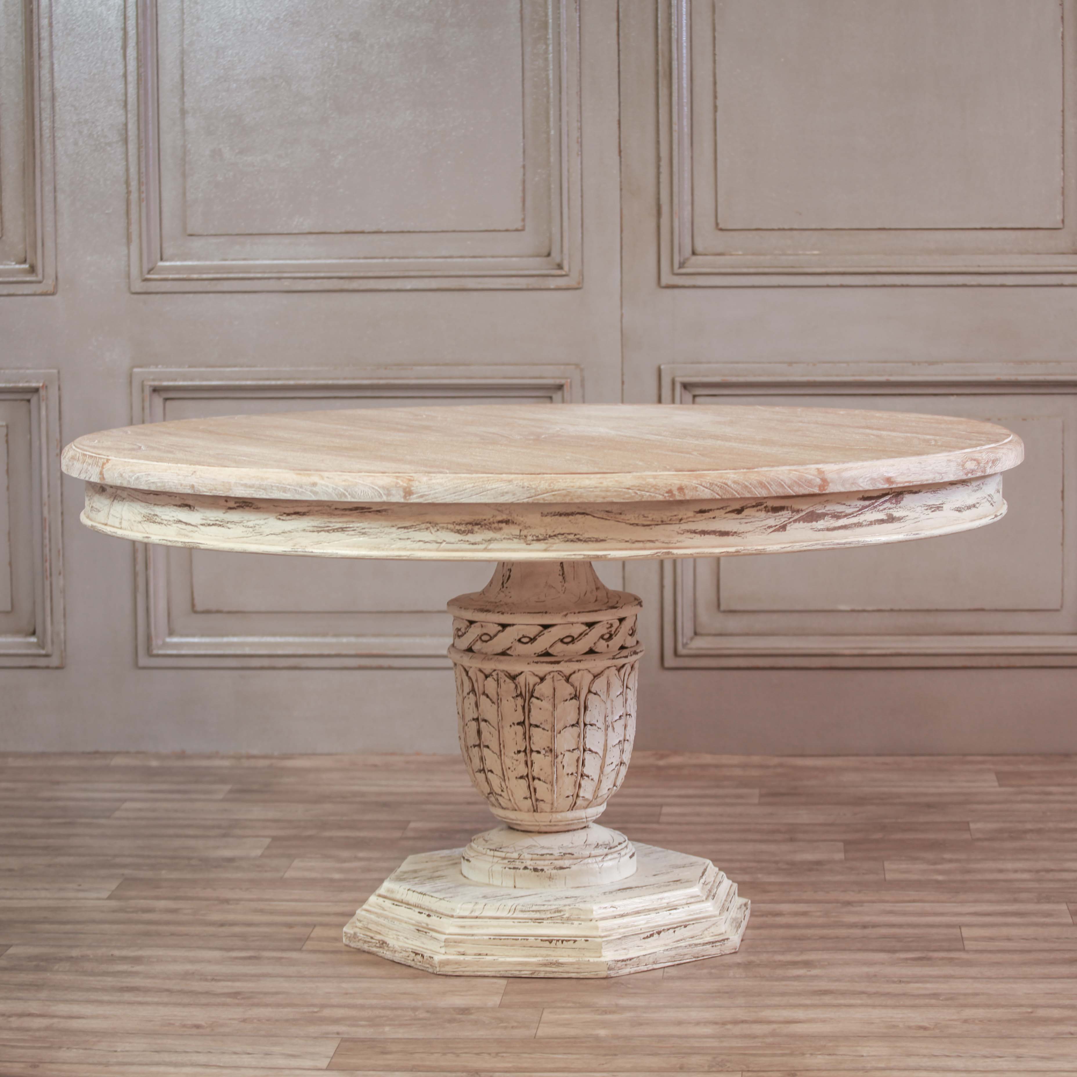 Ardennes Distressed 145cm Round Dining Table Furniture - La Maison Chic ...