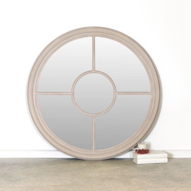 Round Distressed Taupe Mirror Taupe Mirror UK