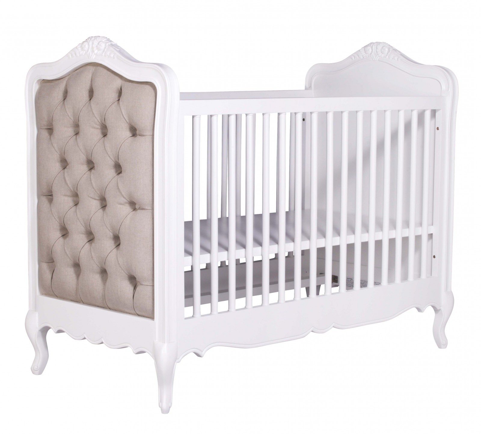 French White Upholstered Buttoned Cot 