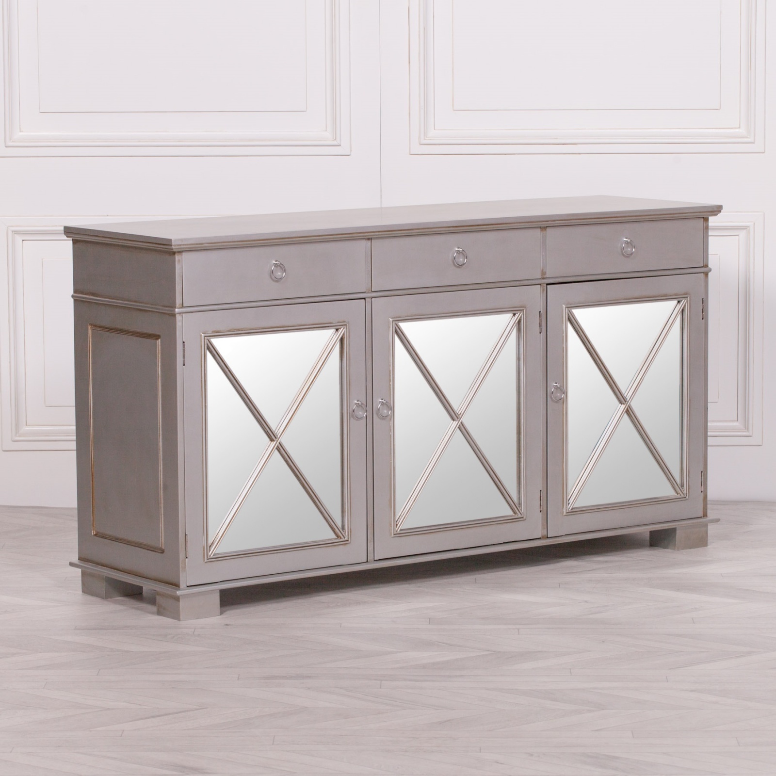 Antique Silver Dominique Mirrored Sideboard Furniture La Maison Chic Luxury Interiors