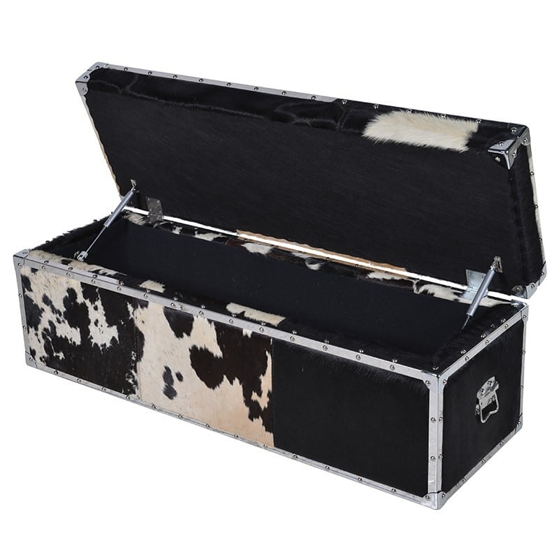 Safari Cowhide Storage Bench Furniture La Maison Chic Luxury