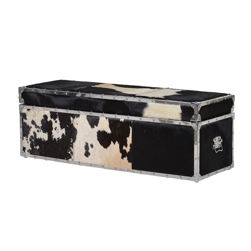 Safari Cowhide Storage Bench Furniture La Maison Chic Luxury