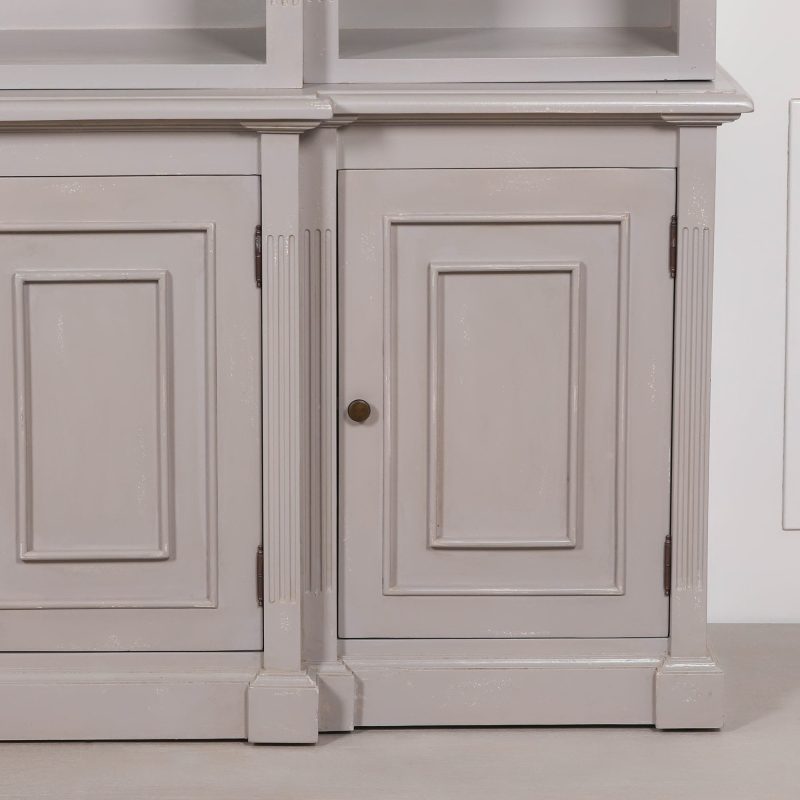 Ambroise Large Breakfront Distressed Painted Grey Dresser Bookcase Dresser Bookcase UK