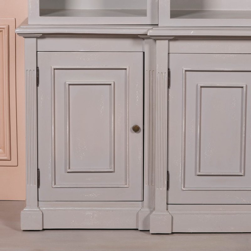 Ambroise Large Breakfront Distressed Painted Grey Dresser Bookcase Dresser Bookcase UK