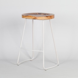 Industrial White Tractor Style Wooden Seat Metal Bar Stool Bar Stool UK