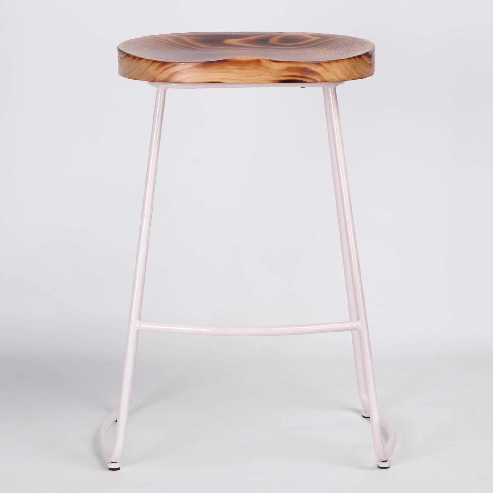 White Tractor Style Wooden Seat Metal Bar Stool Furniture Bar Stool Uk