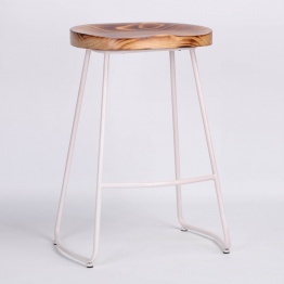 Industrial White Tractor Style Wooden Seat Metal Bar Stool Bar Stool UK