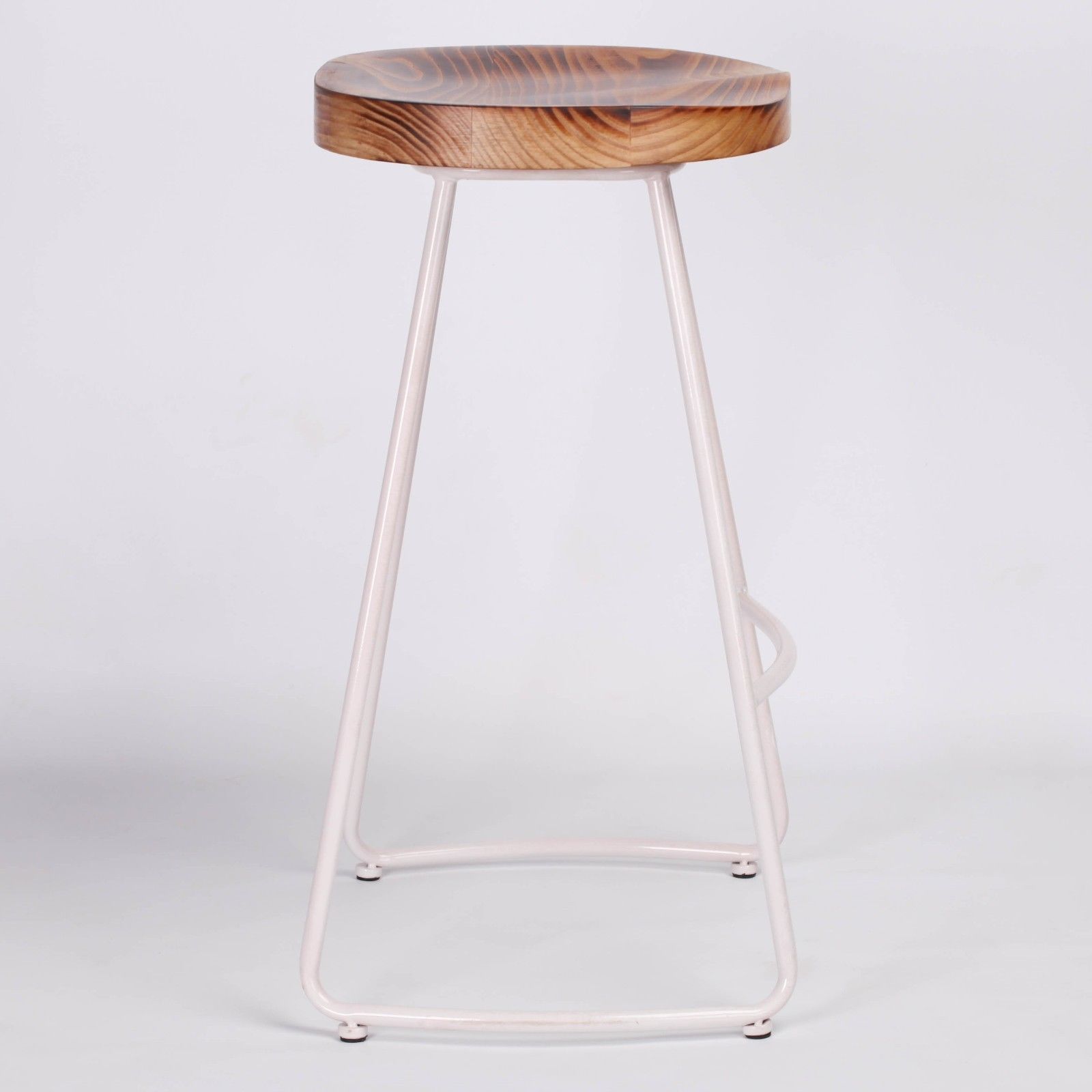 White Tractor Style Wooden Seat Metal Bar Stool Furniture Bar Stool Uk