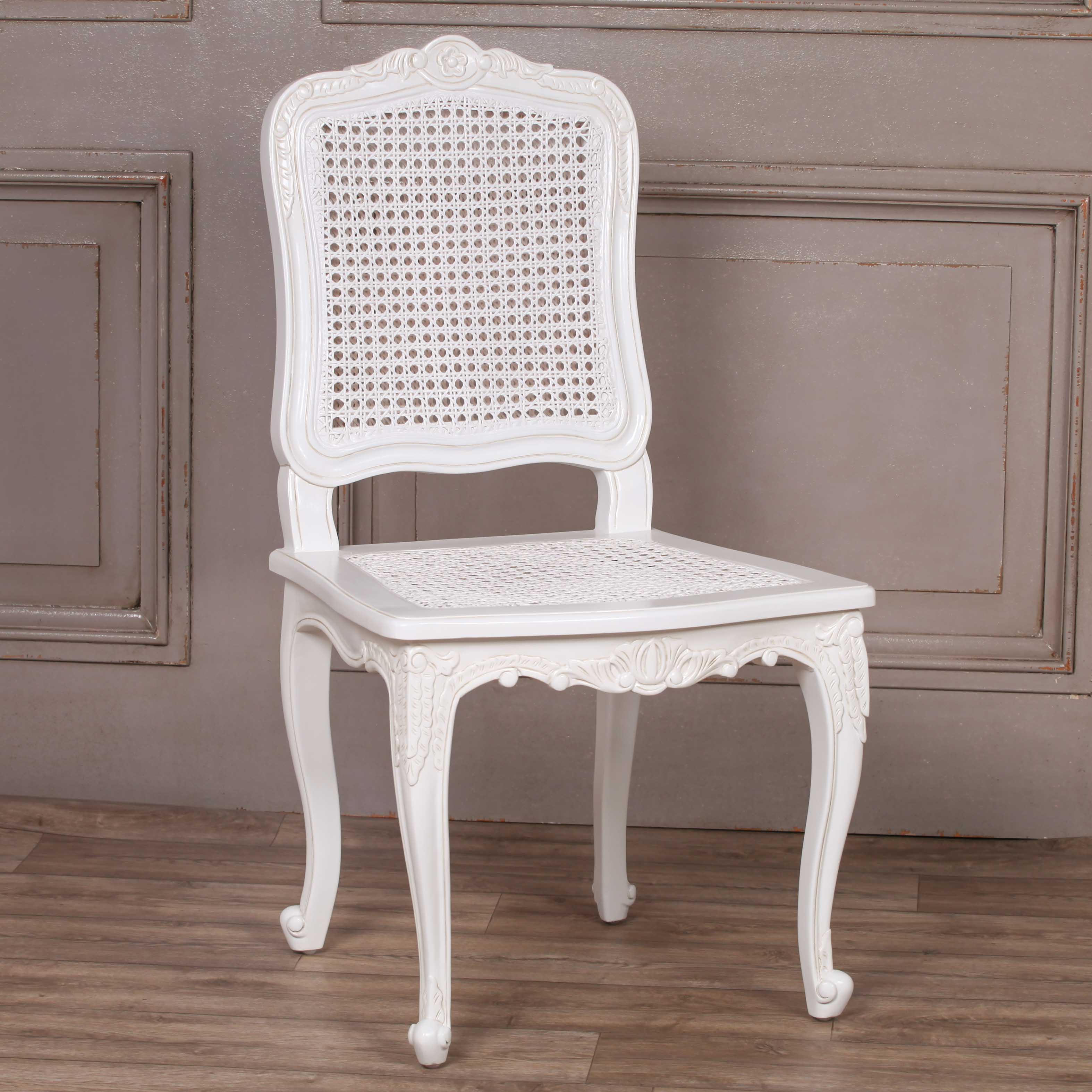 French Provencal White Rattan Chair