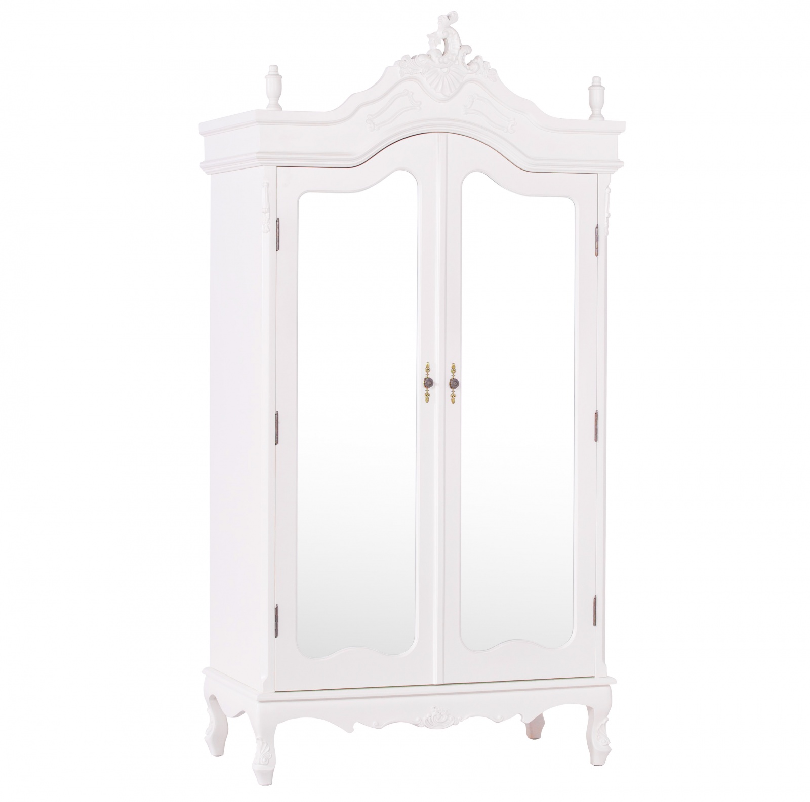 French Style Light Cream Half Mirrored Double Armoire Wardrobe