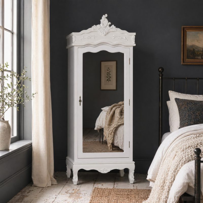 Amelie French White Single Door Armoire Door Armoire UK