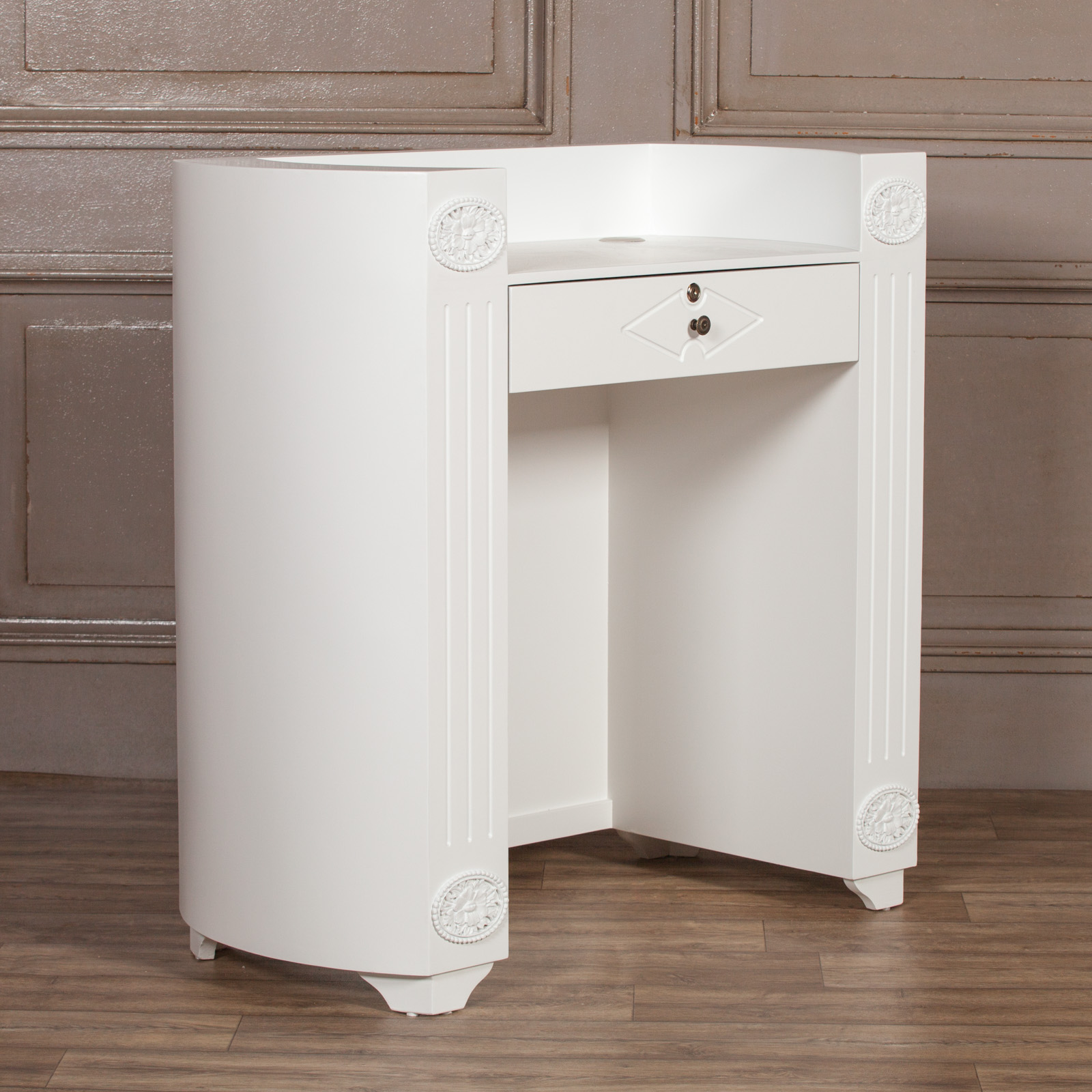 Vivienne White Reception Salon Desk Furniture La Maison Chic