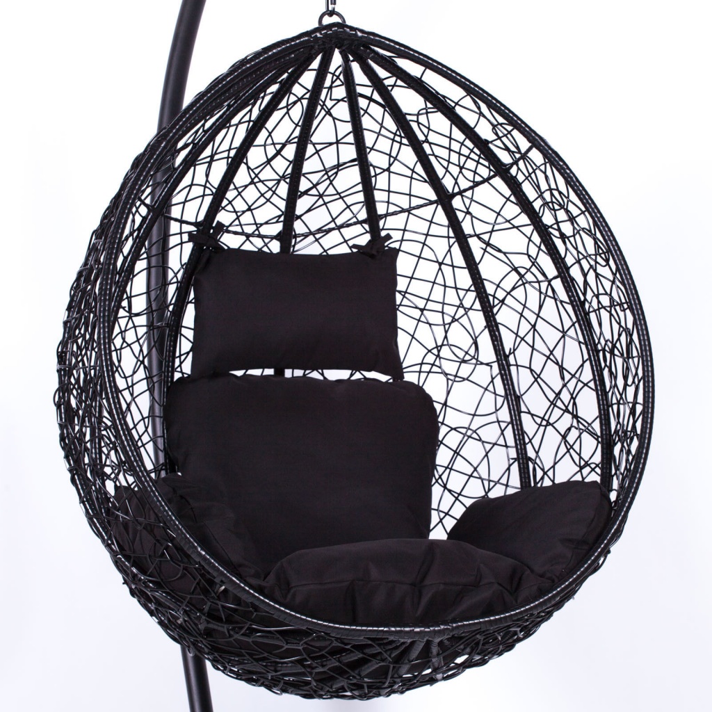 Rattan Black Swing Weave Patio Garden Hanging Egg Chair