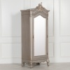 French Style Silver Single Door Carved Armoire Carved Armoire UK