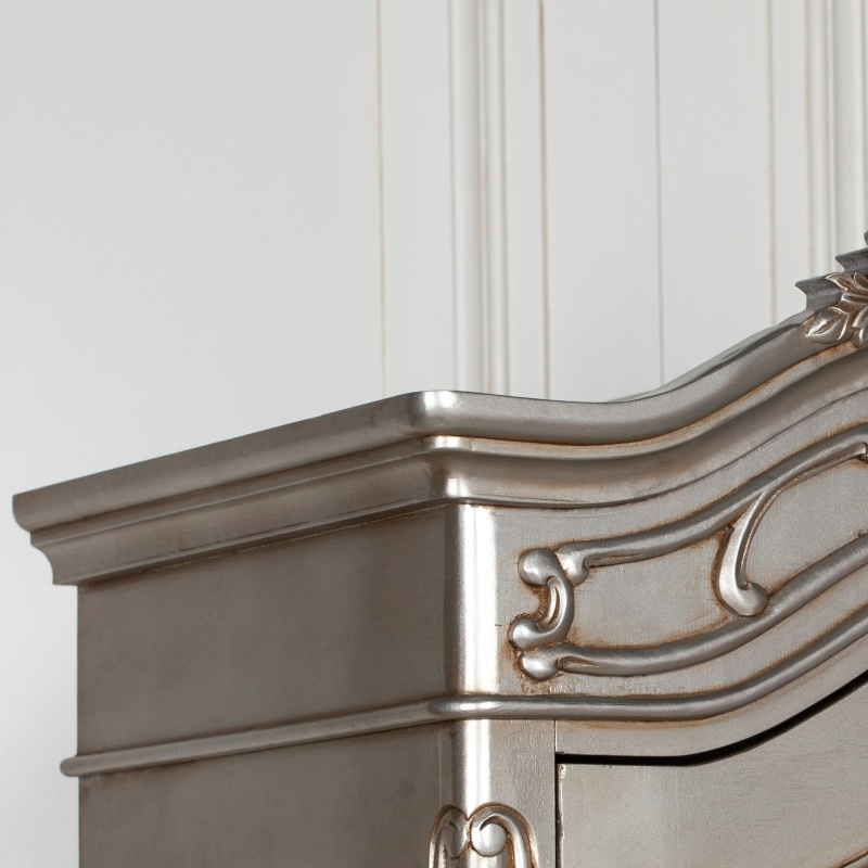French Style Silver Single Door Carved Armoire Carved Armoire UK