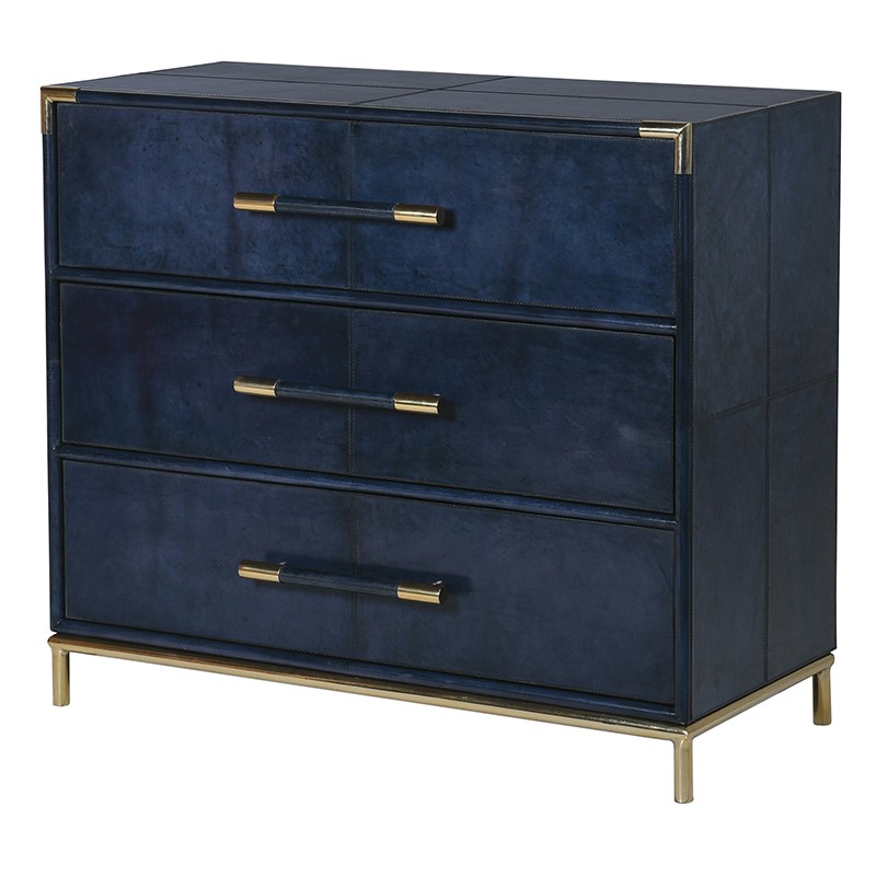 Dark Blue Brompton Contemporary 3 Drawer Chest Furniture La
