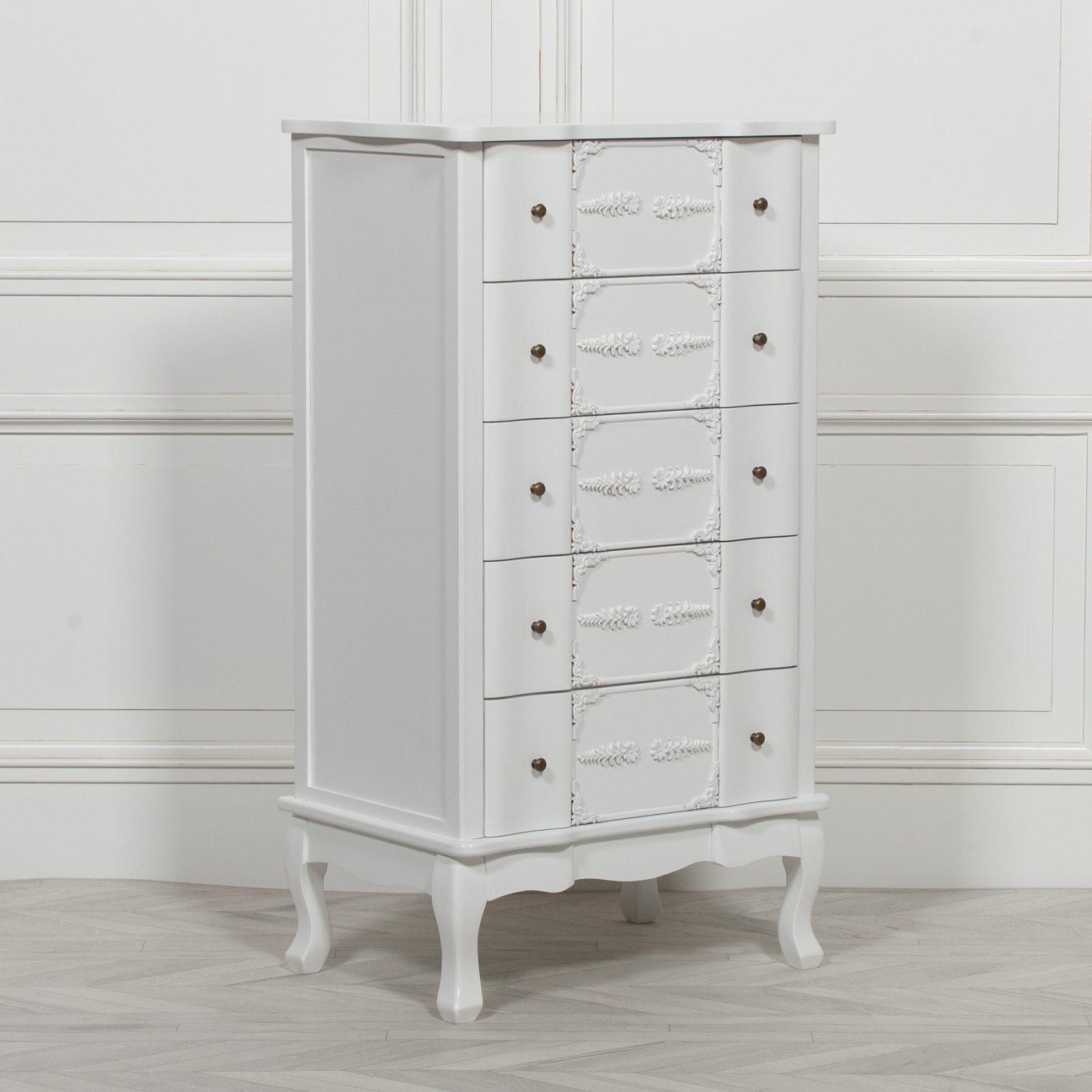 French Style White Tallboy Chest Furniture La Maison Chic Luxury