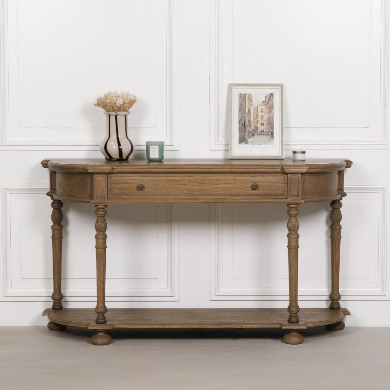 Aged Lourdes Rustic Wooden Console Table Console Table UK