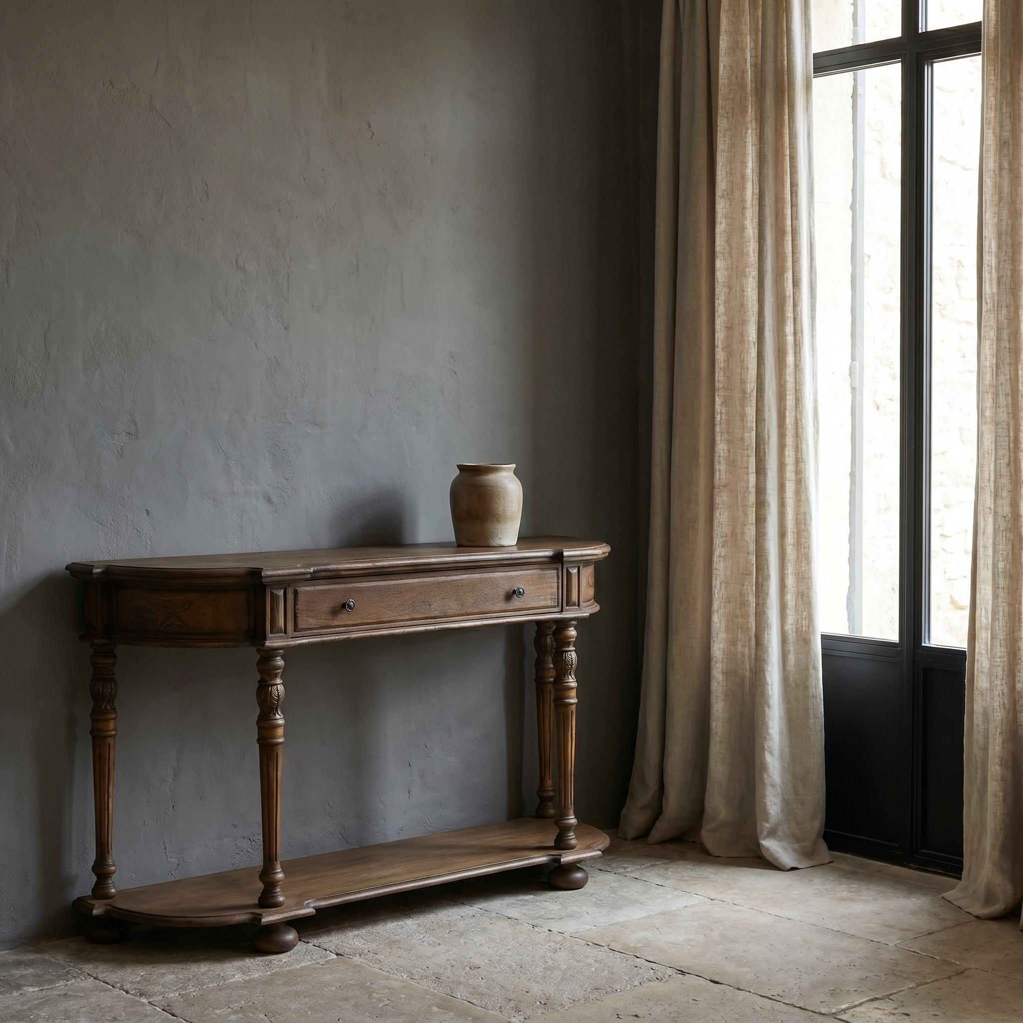 Aged Lourdes Rustic Wooden Console Table Console Table UK