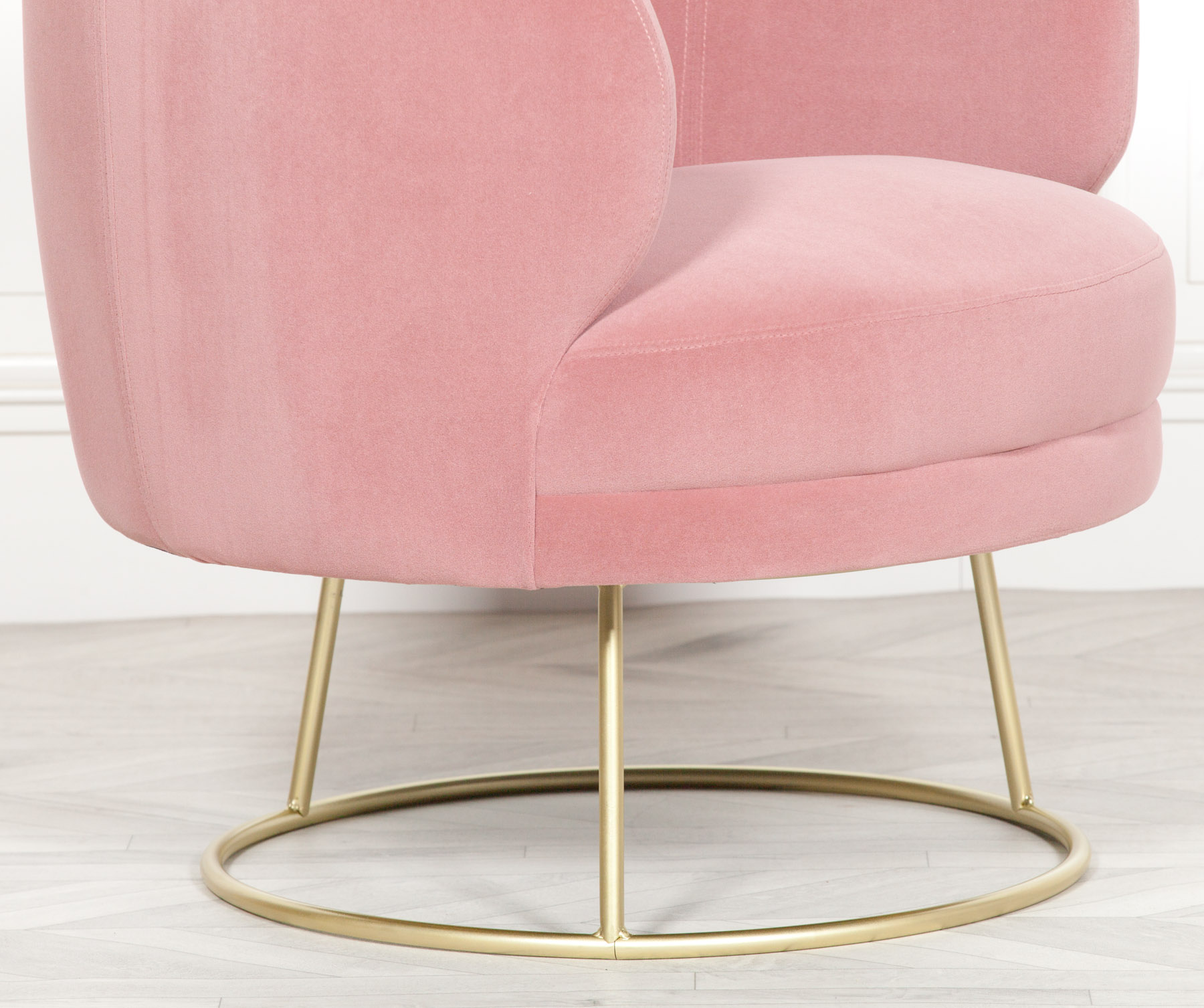 Allouette Art Deco Pink Velvet Tub Armchair With Gold Base Furniture