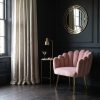 Aurora Art Deco Pink Velvet Scalloped Occasional Chair Gold Legs Shell Armchair Shell Armchair UK
