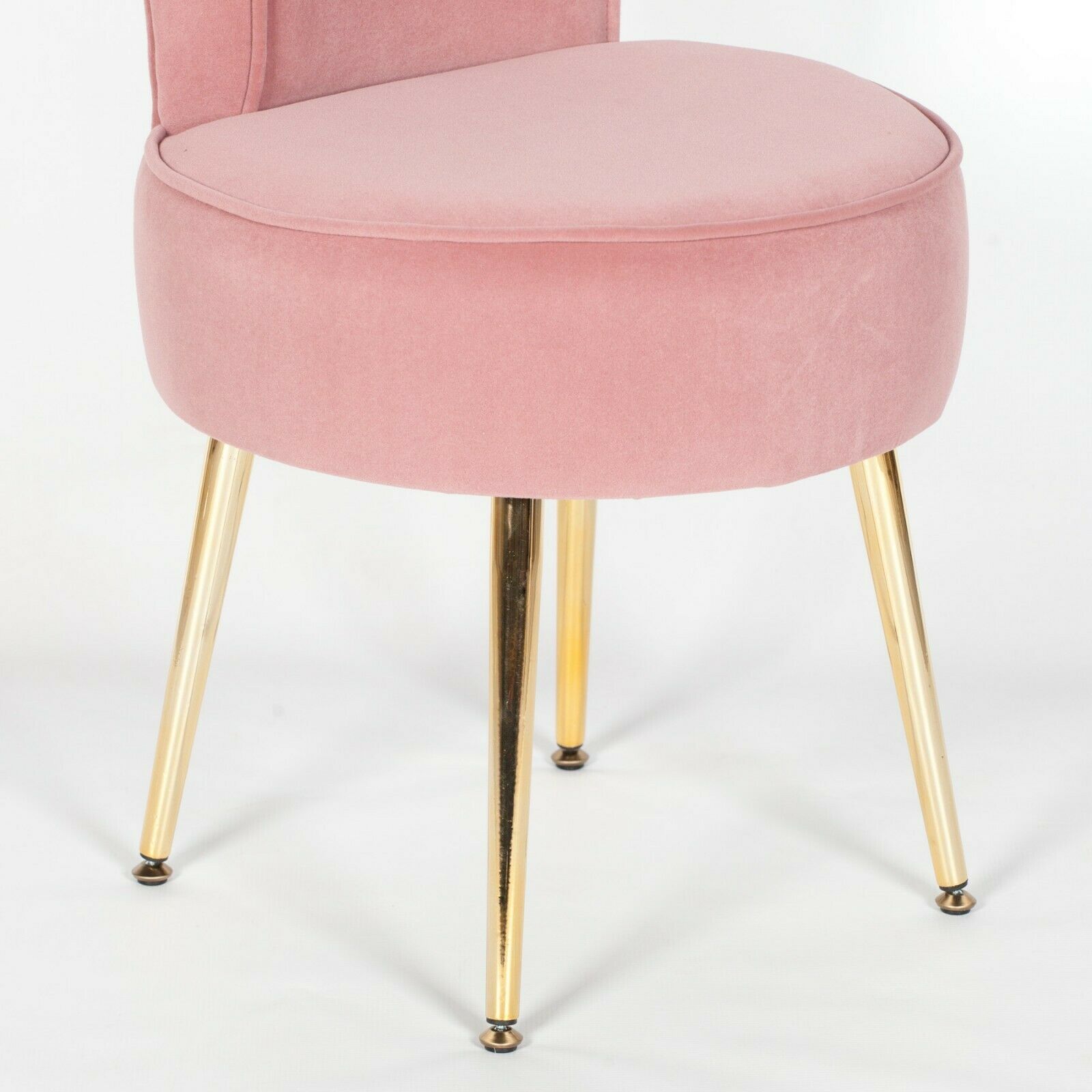 Amour Velvet Pink Gold Legs Dressing Table Stool