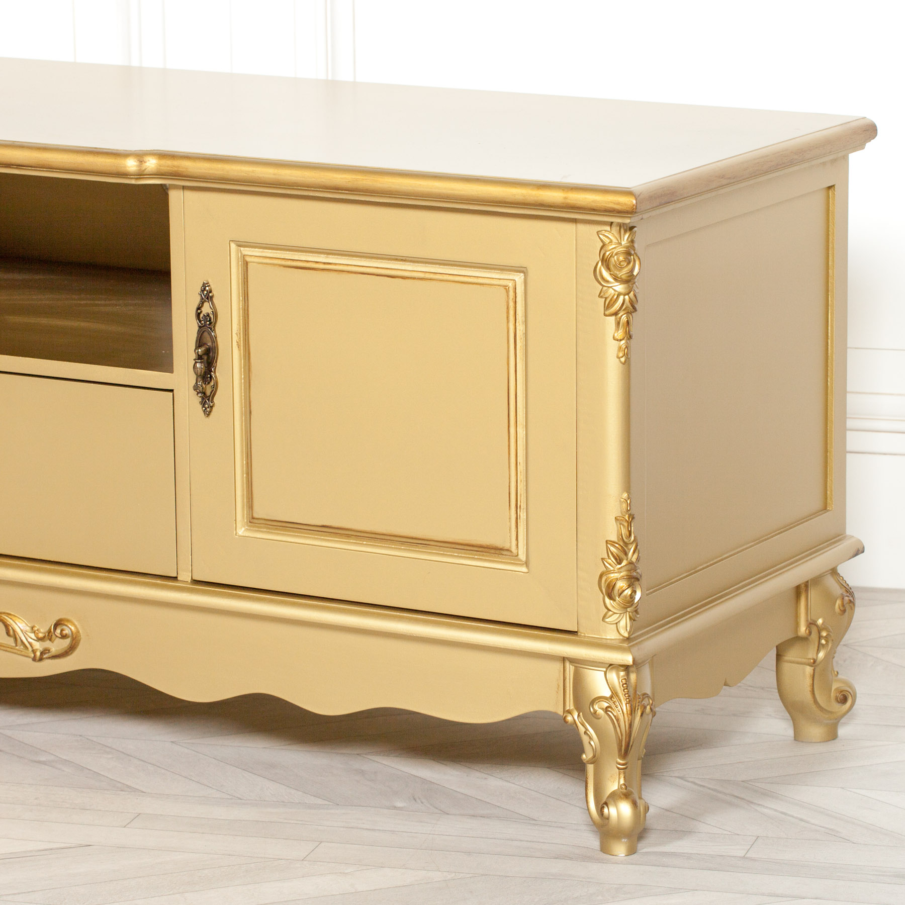French Style Antique Gold Large Cabinet Tv Unit Furniture La
