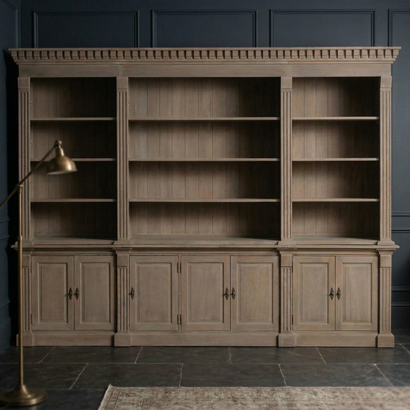 Aged French Style Extra Large Lussan Wooden Open Bookcase Open Bookcase UK