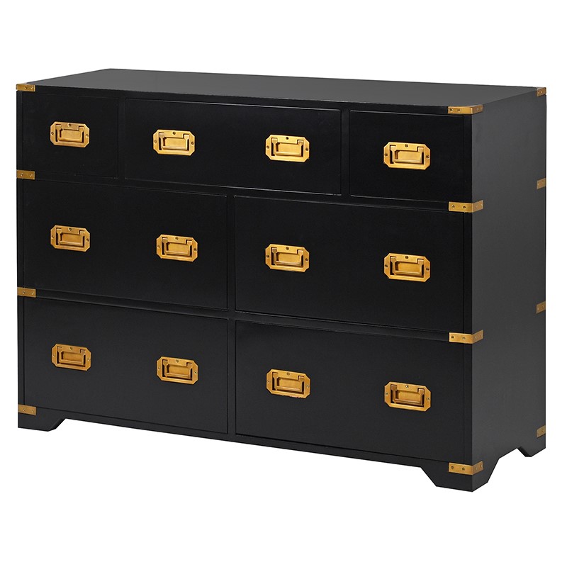 Savile Black Low 7 Drawer Chest Furniture La Maison Chic Luxury