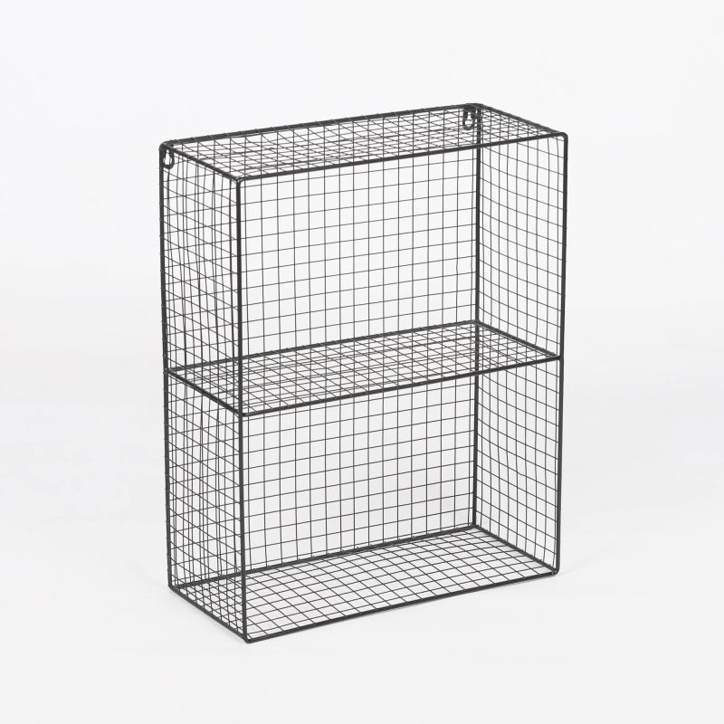 Industrial Metal Wire 2 Tier Black Shelf Rack Vintage Retro Style Wall Mounted Wall Mounted UK