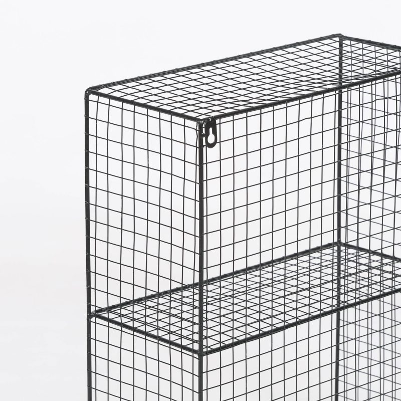 Industrial Metal Wire 2 Tier Black Shelf Rack Vintage Retro Style Wall Mounted Wall Mounted UK