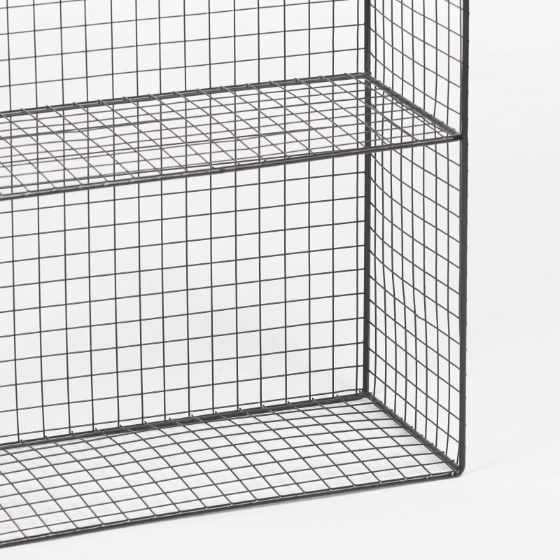 Industrial Metal Wire 2 Tier Black Shelf Rack Vintage Retro Style Wall Mounted Wall Mounted UK