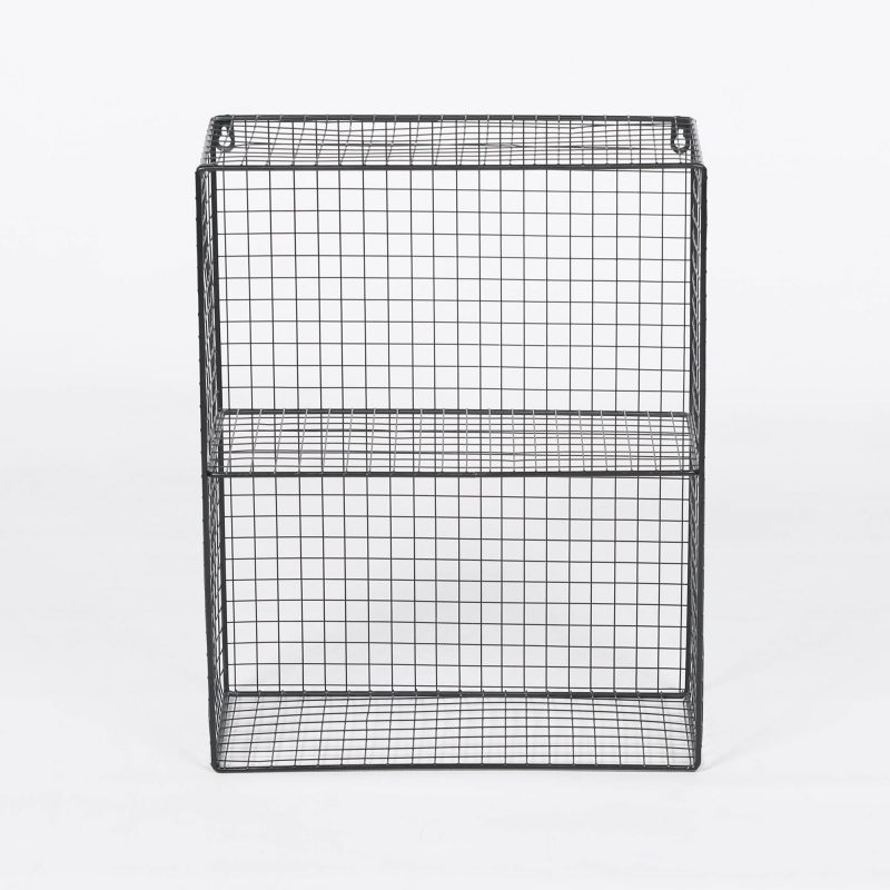 Industrial Metal Wire 2 Tier Black Shelf Rack Vintage Retro Style Wall Mounted Wall Mounted UK