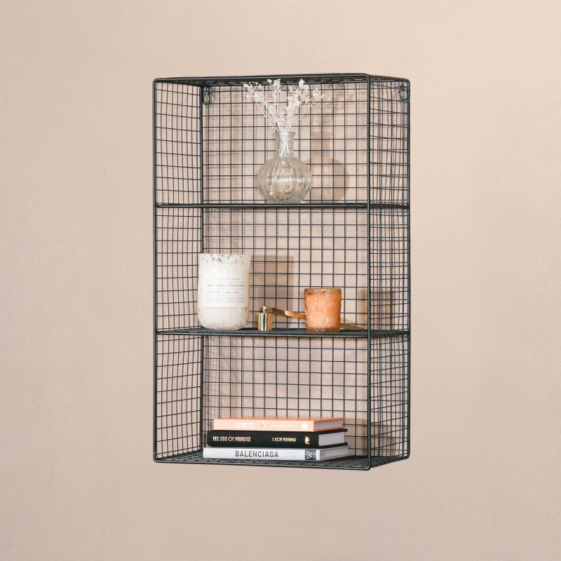 Industrial Metal Wire 3 Tier Black Shelf Rack Vintage Retro Style Wall Mounted Wall Mounted UK
