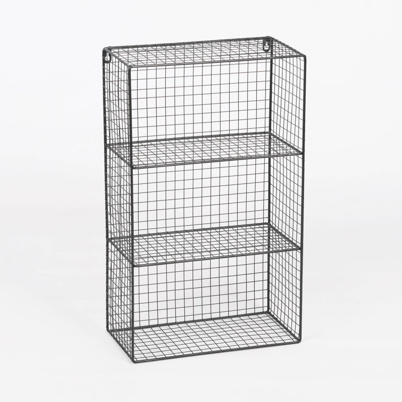 Industrial Metal Wire 3 Tier Black Shelf Rack Vintage Retro Style Wall Mounted Wall Mounted UK