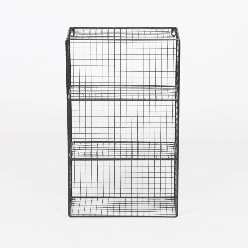 Industrial Metal Wire 3 Tier Black Shelf Rack Vintage Retro Style Wall Mounted Wall Mounted UK