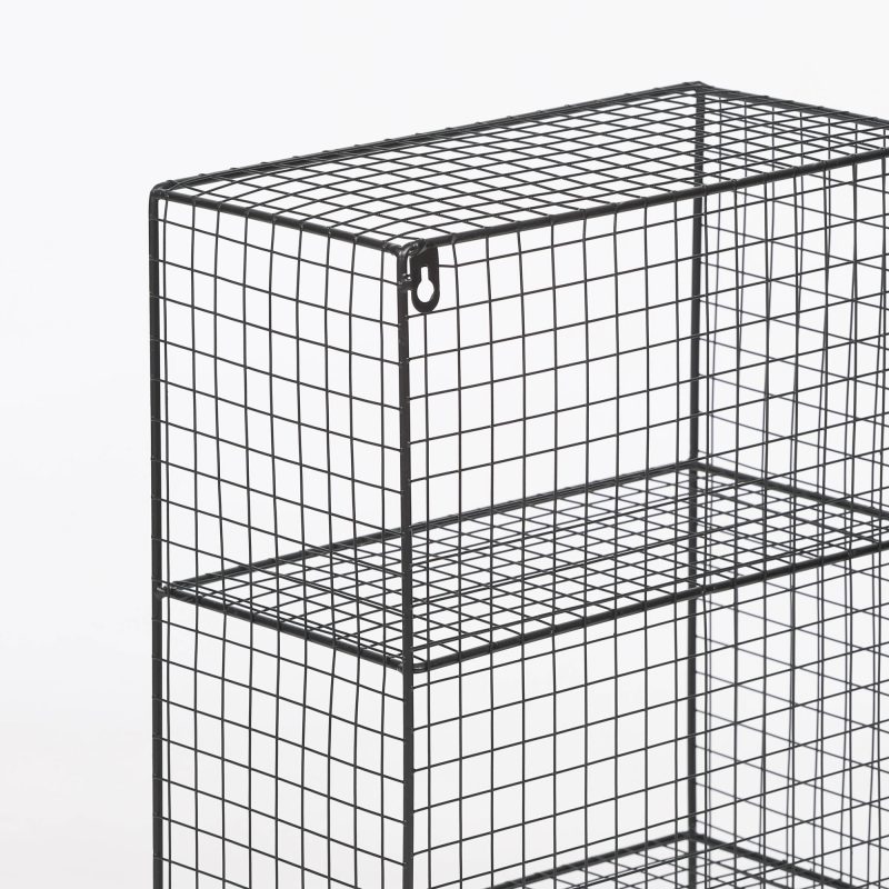 Industrial Metal Wire 3 Tier Black Shelf Rack Vintage Retro Style Wall Mounted Wall Mounted UK