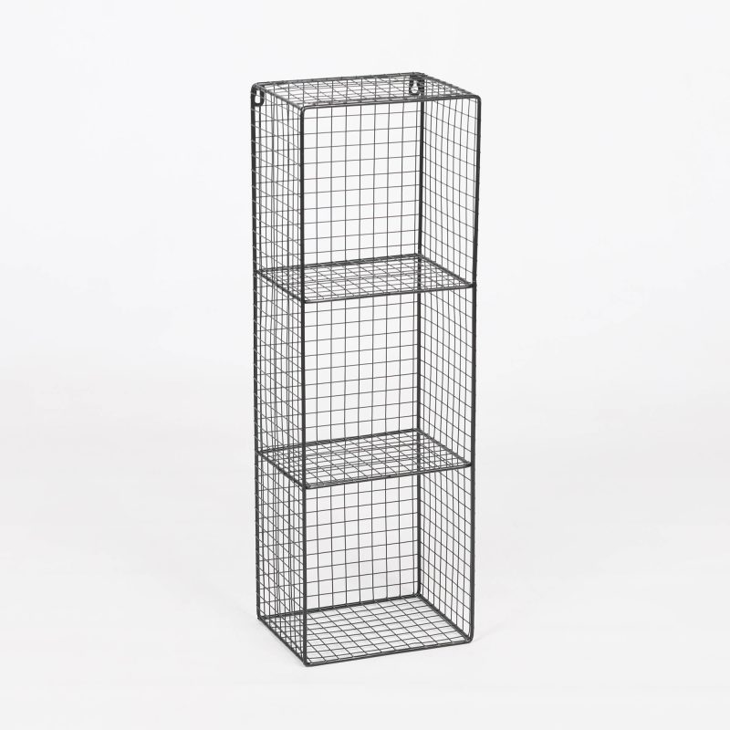 Industrial Metal Wire 3 Tier Slim Black Shelf Rack Vintage Retro Style Wall Mounted Wall Mounted UK