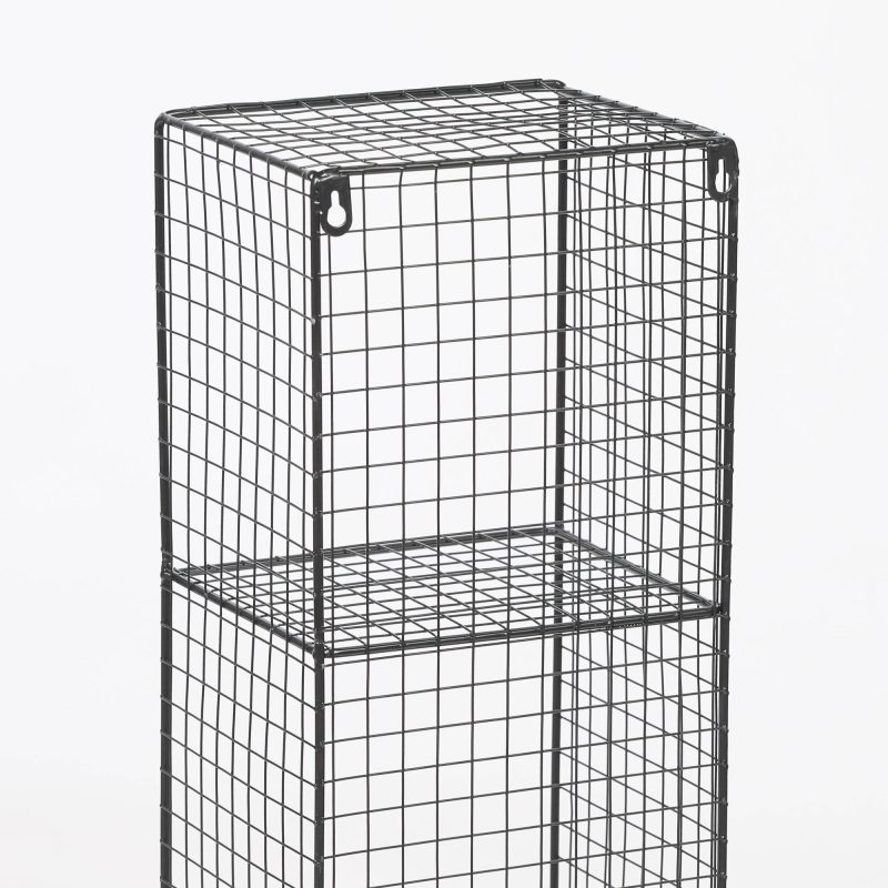 Industrial Metal Wire 3 Tier Slim Black Shelf Rack Vintage Retro Style Wall Mounted Wall Mounted UK