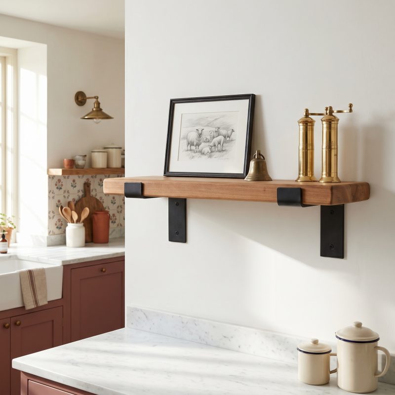 Rustic Wooden Wall Shelf Industrial Wood Iron Metal Scaffold Board Style Shelves 50cm Shelves 50cm UK