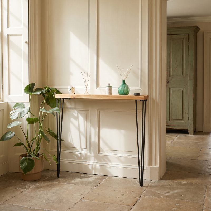 Rustic Wooden Hairpin Hall Table Console 92cm Console 92cm UK
