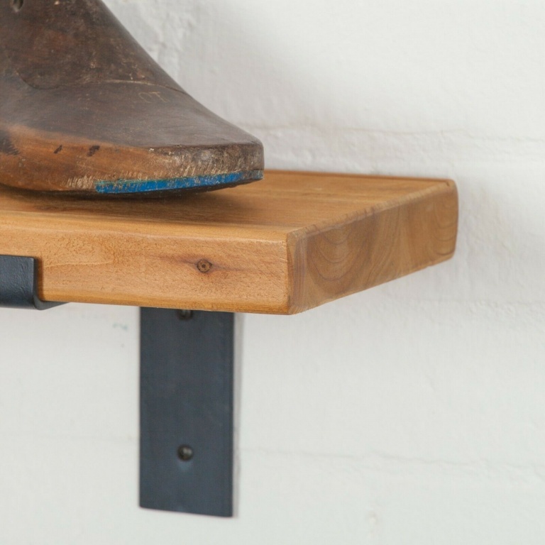 Rustic Wooden Wall Shelf Industrial Wood Iron Metal Scaffold Board