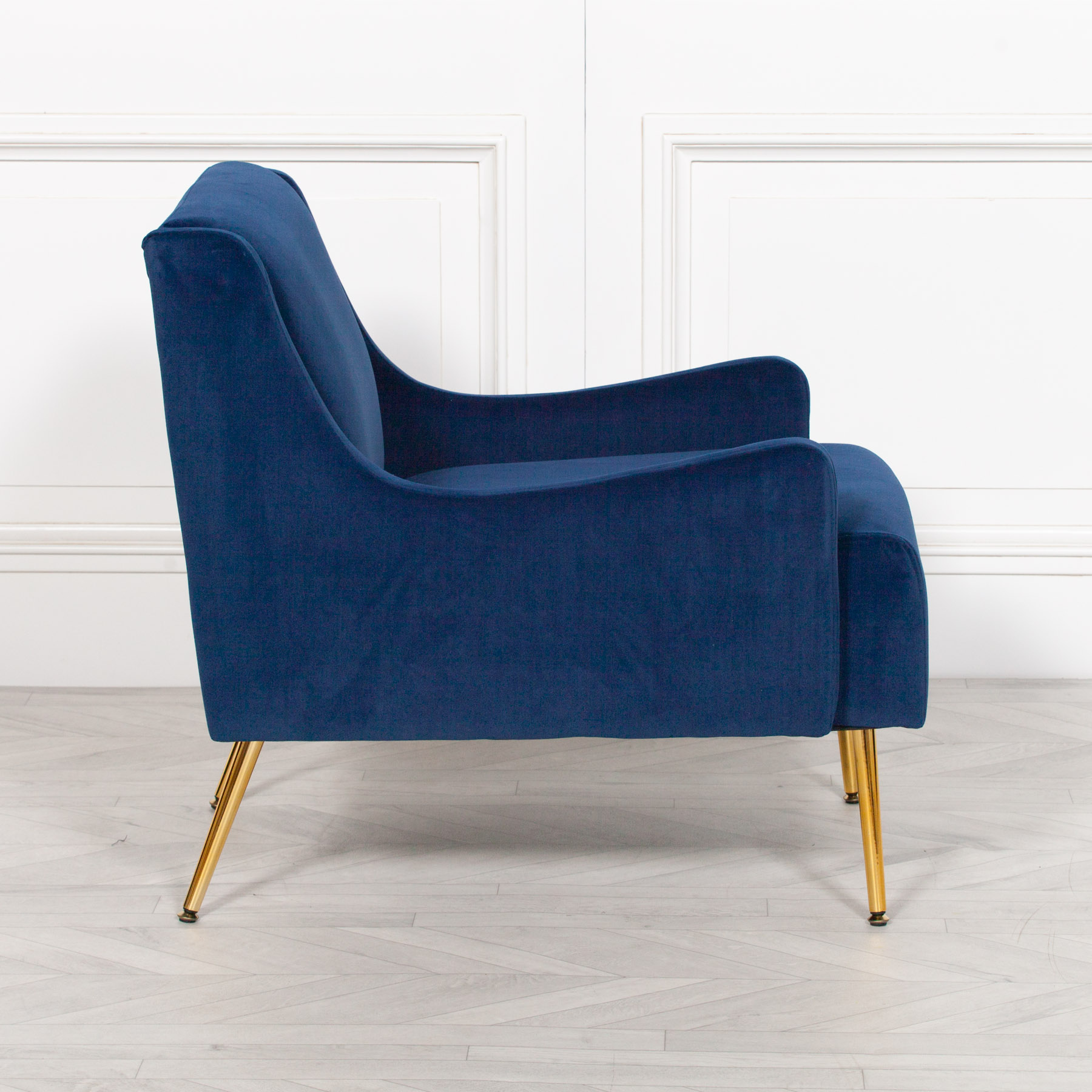 Aurelie Navy Blue Velvet Sofa Chair Furniture La Maison Chic Luxury