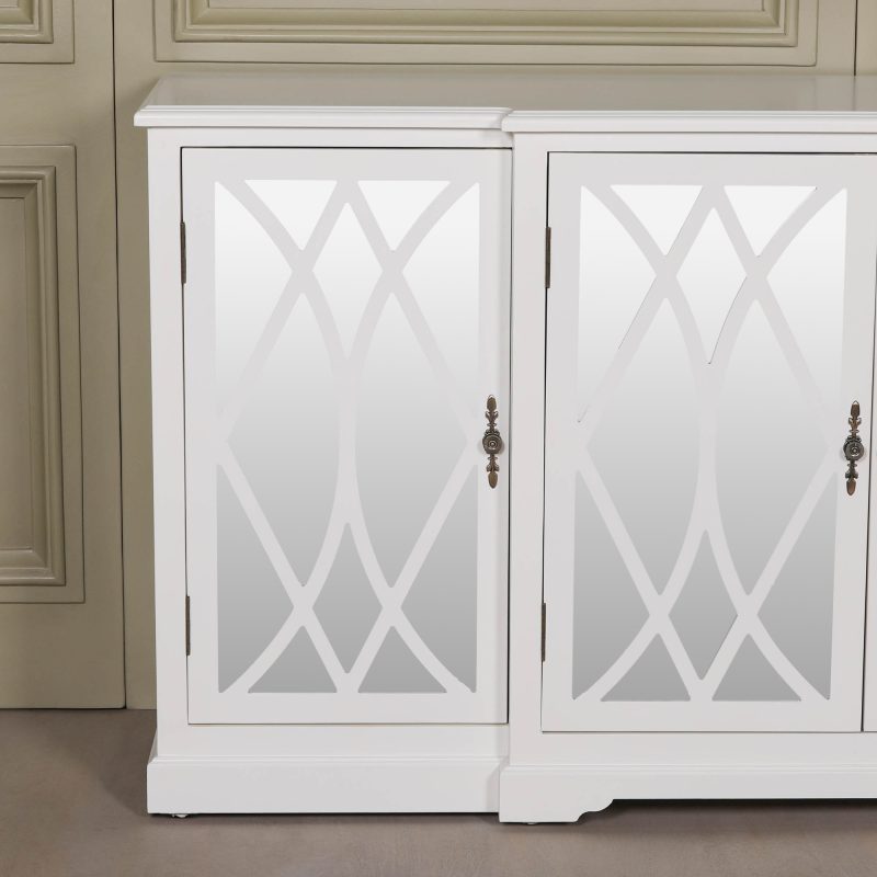 Elinore White Breakfront Mirrored Sideboard Mirrored Sideboard UK